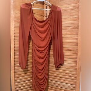 Size M. Never worn still has tags. Body hugging dress